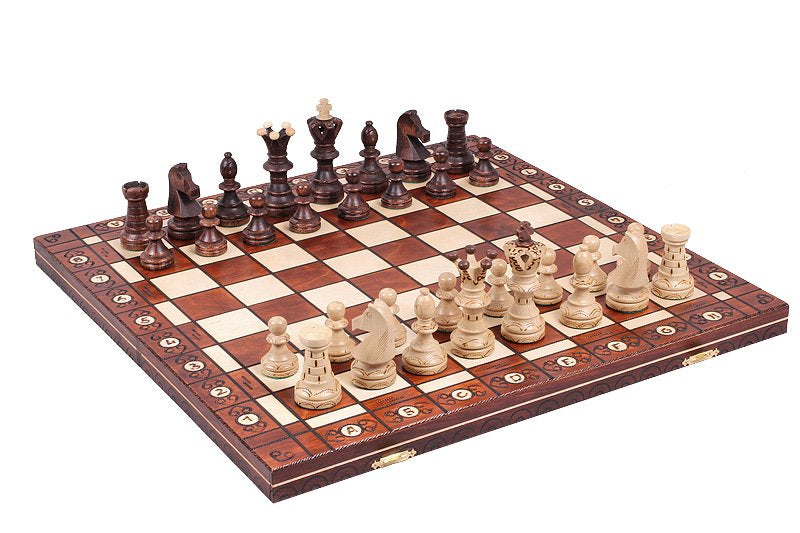 21 Stained Beech Staunton Analysis Chess Set with Storage Box