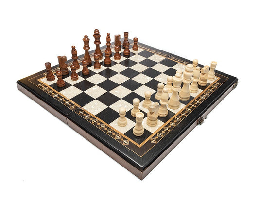 16.5 Inch Chess Set Mosaic Black
