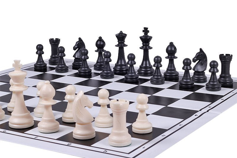 plastic black chess board