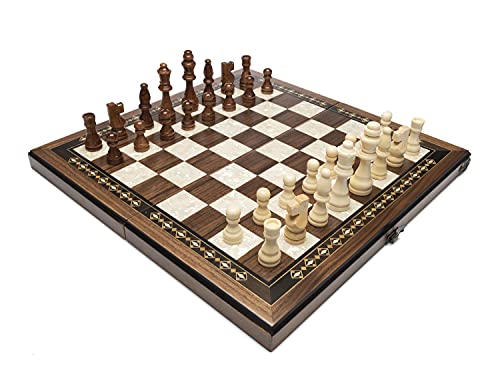 16.5 Inch Chess Set Mosaic Brown
